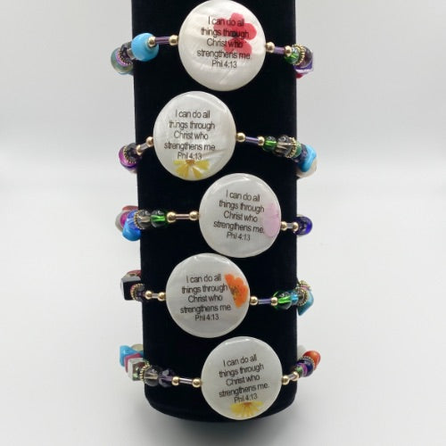 Set of 5 Philippians 4:13 Scripture Bracelets